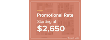A sign that says Promotional Rate Starting at $2,650.