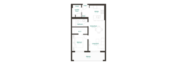 A floor plan of a house with a living room, dining room, kitchen, and several bedrooms.