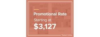 A sign that says Promotional Rate Starting at $3,127.