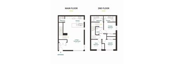 A floor plan of a two-story house with a living room, dining room, kitchen, and three bedrooms.