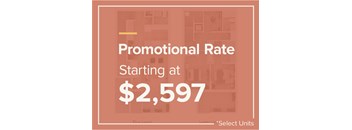 A sign that says Promotional Rate Starting at $2,597.