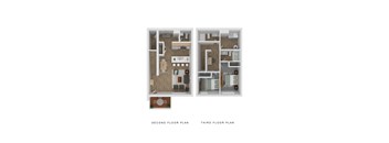 A floor plan of a two-story home with labeled second and third floor plans.