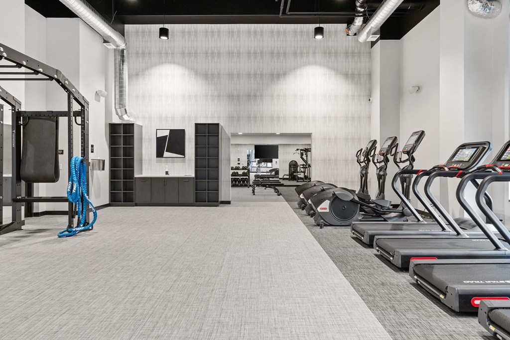 the gym has cardio equipment and treadmills in it