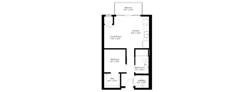 a floor plan of a small house with a bedroom and a living room