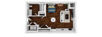 studio, one bathroom