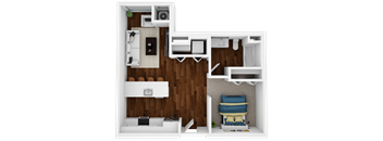 one bedroom, one bathroom