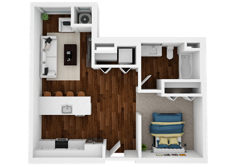 one bedroom, one bathroom