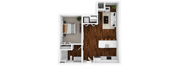 one bedroom, one bathroom