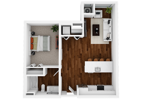 one bedroom, one bathroom