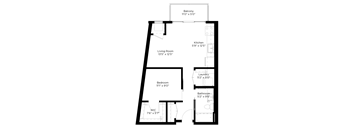 a floor plan of a small house with a bedroom and a living room