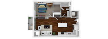 one bedroom, one bathroom