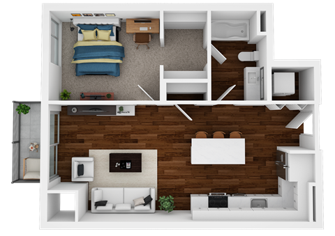 one bedroom, one bathroom