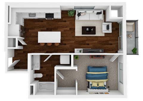 one bedroom, one bathroom