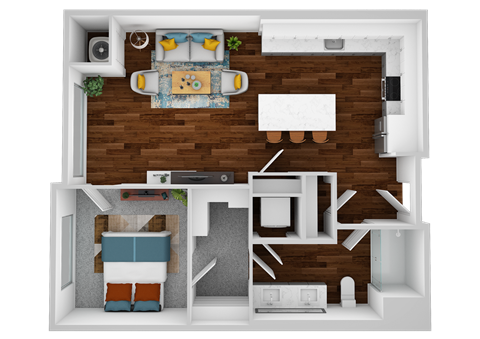 the floor plan of studio suite with bathroom and bedroom