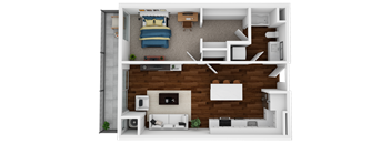 one bedroom, one bathroom