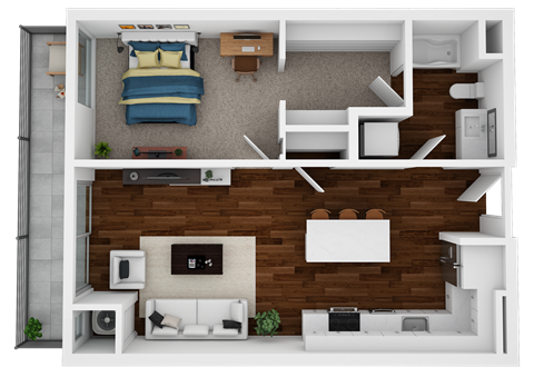 one bedroom, one bathroom