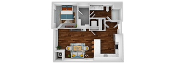 the floor plan of studio suite with bedroom and living room