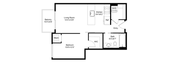 a floor plan of a small house with a bedroom and a living room