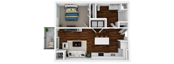 one bedroom, one bathroom