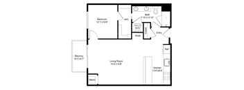 a floor plan of a house with a bedroom and a living room