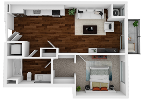 one bedroom, one bathroom