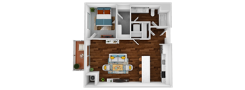 the interior of the apartment is shown in this rendering