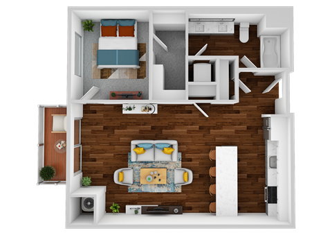 the interior of the apartment is shown in this rendering