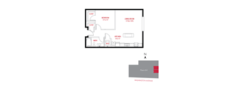 a floor plan of a unit with a bedroom and a living room
