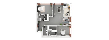 a floor plan of a 1 bedroom apartment
