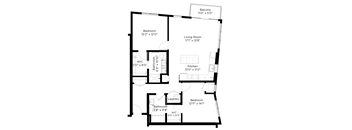 a floor plan of a house with a bedroom and a living room