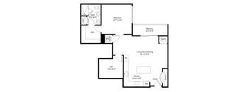 a floor plan of a house with a bedroom and a living room