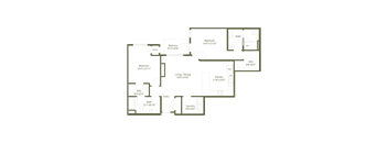 A floor plan of a house with labeled rooms.