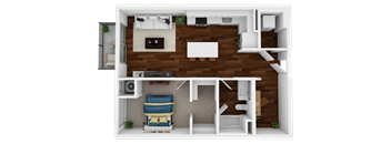 one bedroom + den, one bathroom