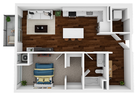 one bedroom + den, one bathroom