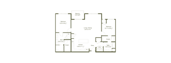 A floor plan of a house with labeled rooms.