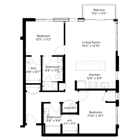a floor plan of a small house with a bedroom and a living room
