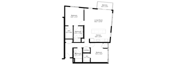 a floor plan of a house with a bedroom and a living room