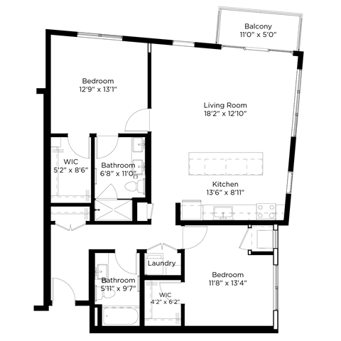 a floor plan of a house with a bedroom and a living room