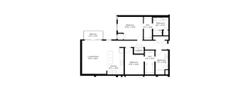 a floor plan of a house with an open floor plan with bedrooms and a large