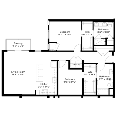 a floor plan of a house with an open floor plan with bedrooms and a large