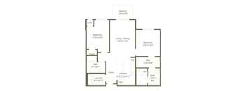 A floor plan of a house with labeled rooms such as "Kitchen", "Dining Room", and "Bedroom".