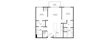 this is a drawing of a floor plan with bedrooms and baths