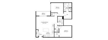 a floor plan of a house with a bedroom and a living room