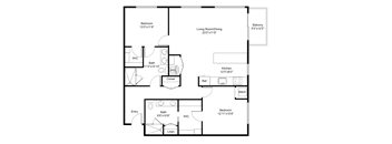 a floor plan of a house with a bedroom and a living room