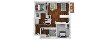 the 1122 sqft floor plan with bedrooms and baths