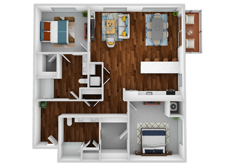 the 1122 sqft floor plan with bedrooms and baths