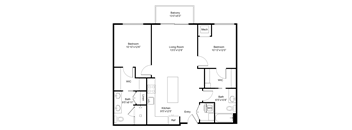 a floor plan of a house with a bedroom and a living room