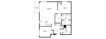 a floor plan of a house with a bedroom and a living room