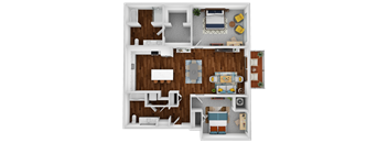 a 1 bedroom floor plan with a bathroom and a living room