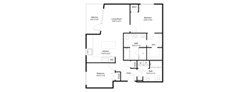 a floor plan of a house with a bedroom and a living room